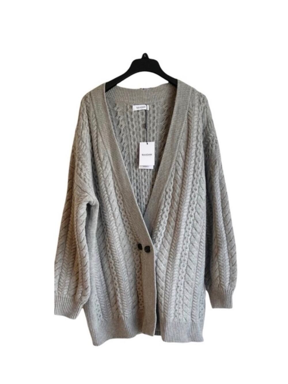 NAADAM Oversized Wool Cashmere Blend Cable Knit Cardigan Women’s Size M NWT